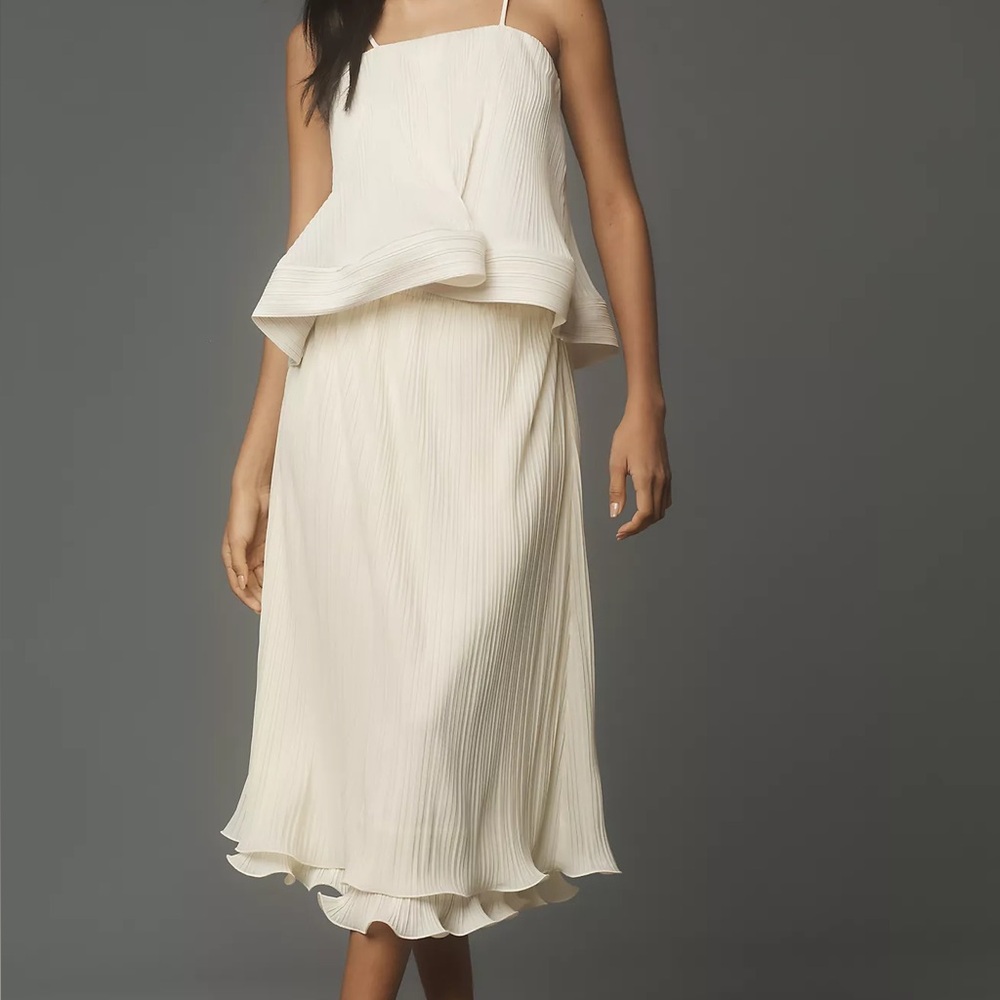 Anthropologie Elegant Cream Pleated Skirt